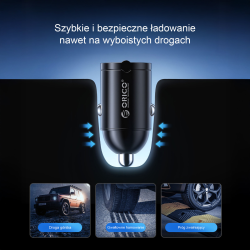 Orico Ładowarka samochodowa, 2 × USB-C, 30W | PartsPC.pl