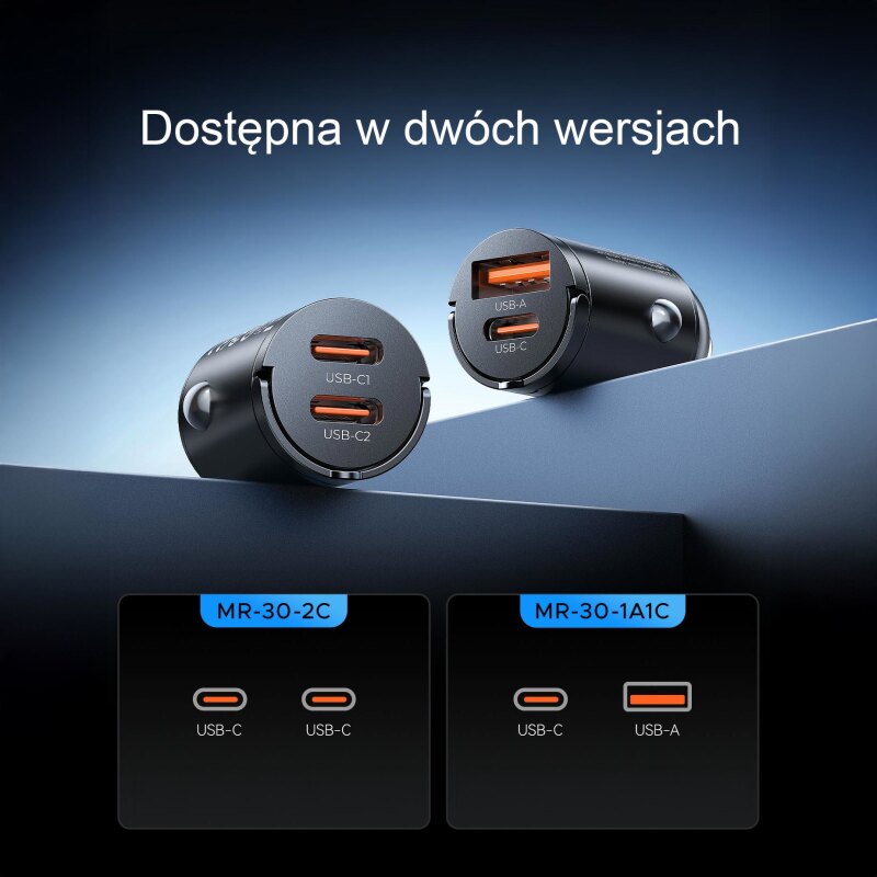 Orico Ładowarka samochodowa, 2 × USB-C, 30W | PartsPC.pl