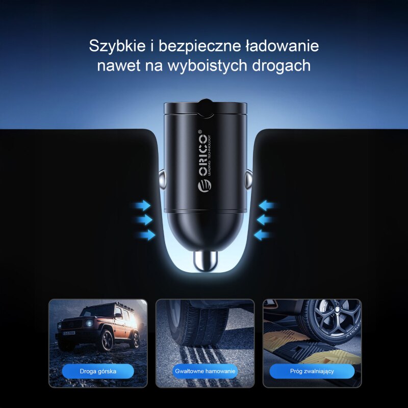 Orico Ładowarka samochodowa, 2 × USB-C, 30W | PartsPC.pl