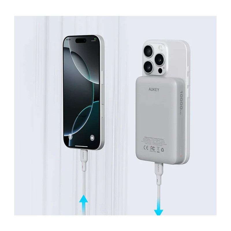 PB-MS04 White Qi2 MagSafe PowerBank 10000mAh 20W PD | PartsPC.pl