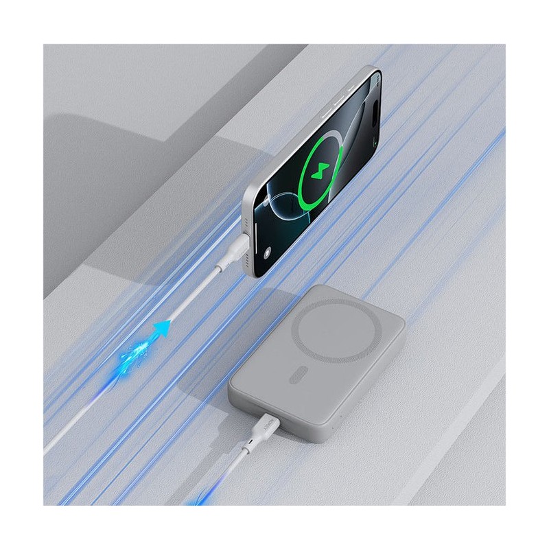 PB-MS04 White Qi2 MagSafe PowerBank 10000mAh 20W PD | PartsPC.pl