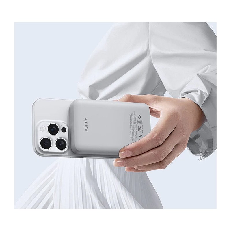 PB-MS04 White Qi2 MagSafe PowerBank 10000mAh 20W PD | PartsPC.pl
