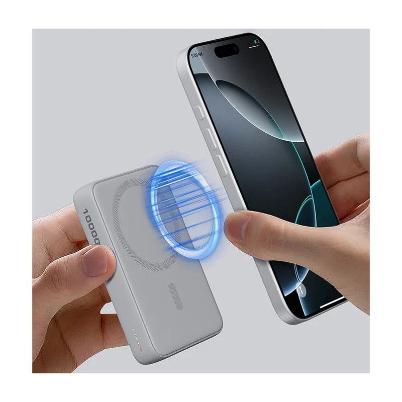 PB-MS04 White Qi2 MagSafe PowerBank 10000mAh 20W PD | PartsPC.pl