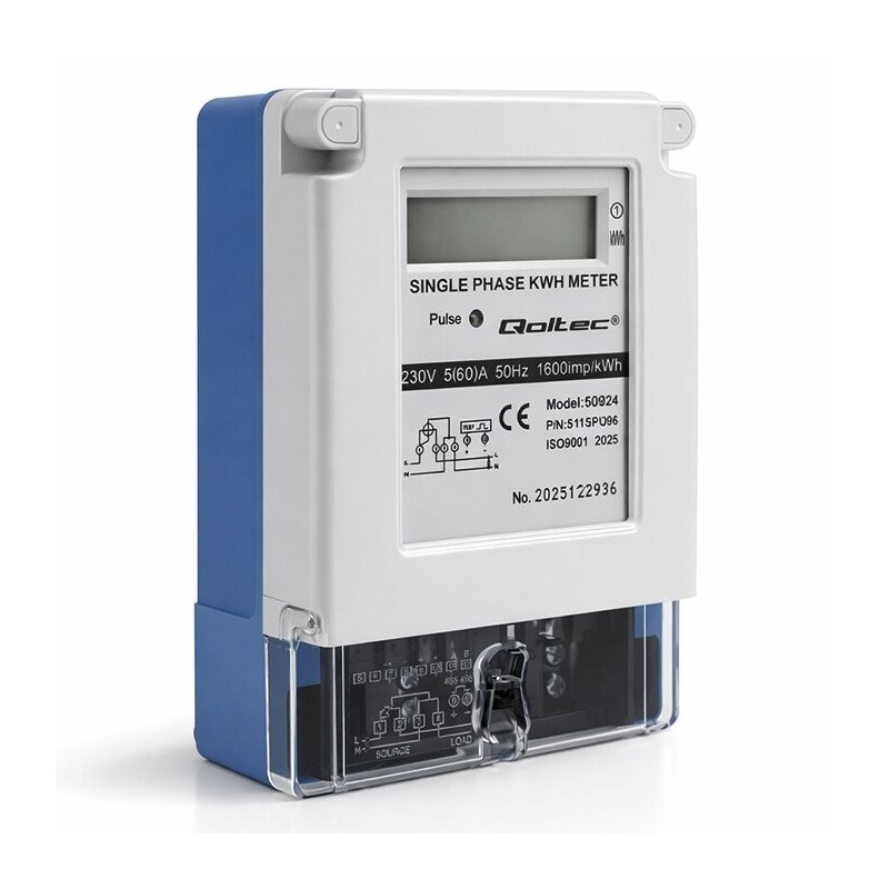 Jednofazowy miernik zużycia energii | 230V | 5(60)A | LCD | PartsPC.pl
