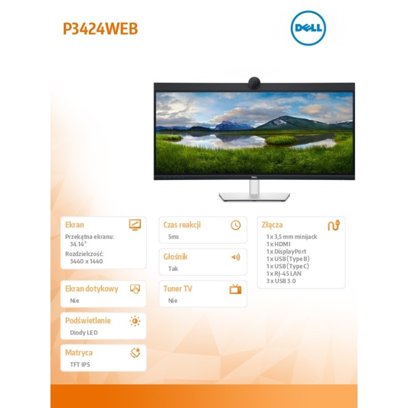 Monitor P3424WEB 34 cale IPS Zakrzywiony WQHD (3440x1440)/21… | PartsPC.pl