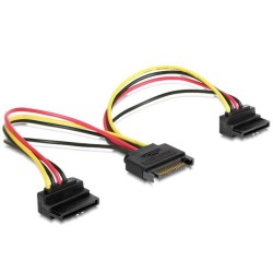 Kabel SATA zasilający (M)->2xSATA(F) kątowy 15cm | PartsPC.pl
