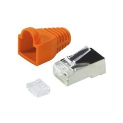 Wtyki RJ45 CAT.6 z osłoną, 100szt., pomarańczowe | PartsPC.pl