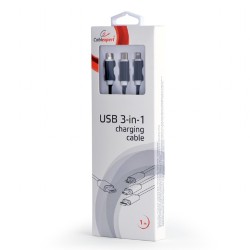 Kabel USB 3w1 do ładowania/1m/czarny | PartsPC.pl
