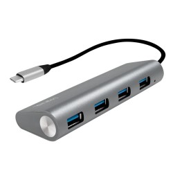 Hub 4xUSB 3.1, USB-C, aluminiowa obudowa | PartsPC.pl