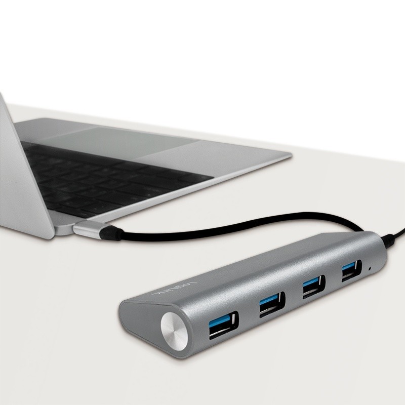 Hub 4xUSB 3.1, USB-C, aluminiowa obudowa | PartsPC.pl
