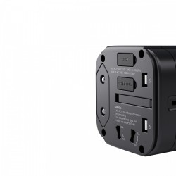 PA-TA01 Black uniwersalny podróżny adapter sieciowy 2xUSB+1x… | PartsPC.pl