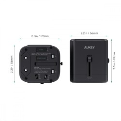 PA-TA01 Black uniwersalny podróżny adapter sieciowy 2xUSB+1x… | PartsPC.pl