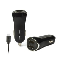 Ładowarka samochodowa 2xUSB + USB-C 2,1A czarna | PartsPC.pl