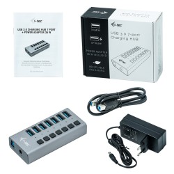 Hub USB 3.0 z ładowaniem, 7 portów, 36W | PartsPC.pl