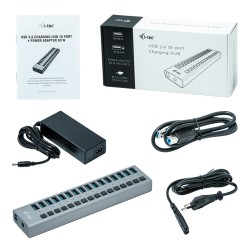 Hub USB3.0 z ładowaniem, 16 portów, 90W | PartsPC.pl