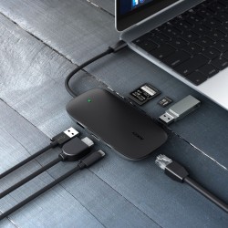 CB-C71 aluminiowy HUB USB-C | 8w1 | RJ45 Ethernet 10/100/100… | PartsPC.pl