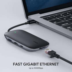 CB-C71 aluminiowy HUB USB-C | 8w1 | RJ45 Ethernet 10/100/100… | PartsPC.pl