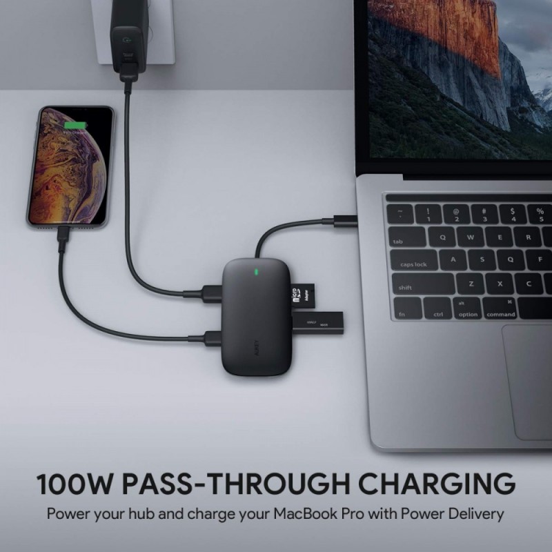CB-C71 aluminiowy HUB USB-C | 8w1 | RJ45 Ethernet 10/100/100… | PartsPC.pl