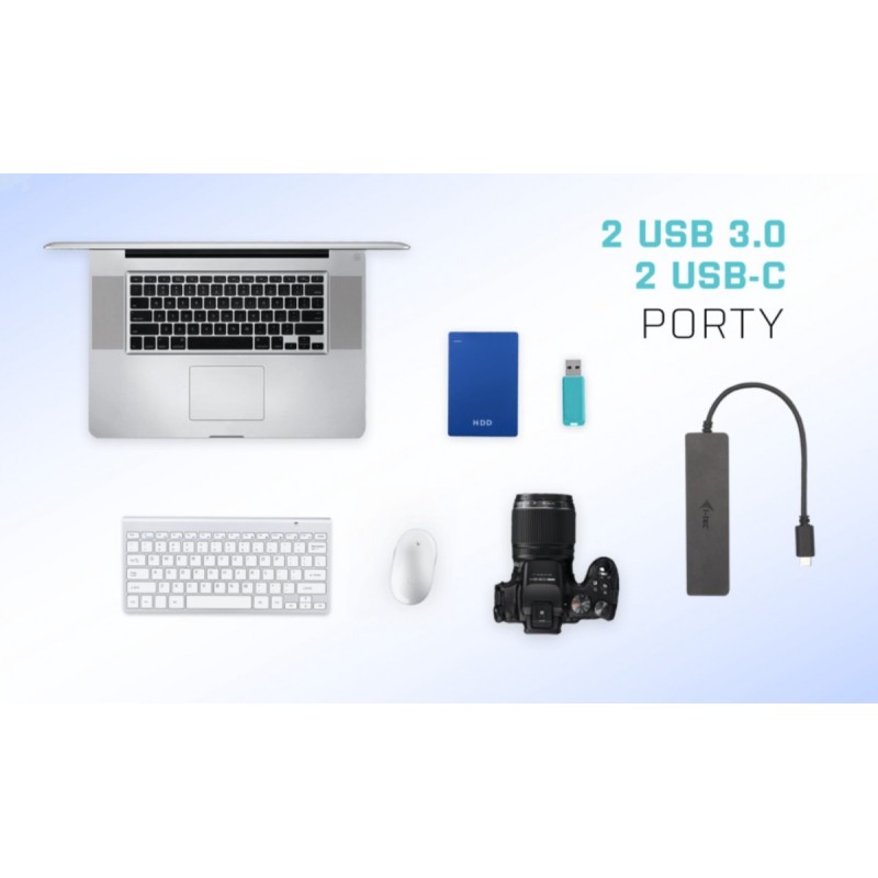 Hub USB-A/USB-C Metal 2x USB 3.0 + 2x USB-C (10 Gbps) | PartsPC.pl