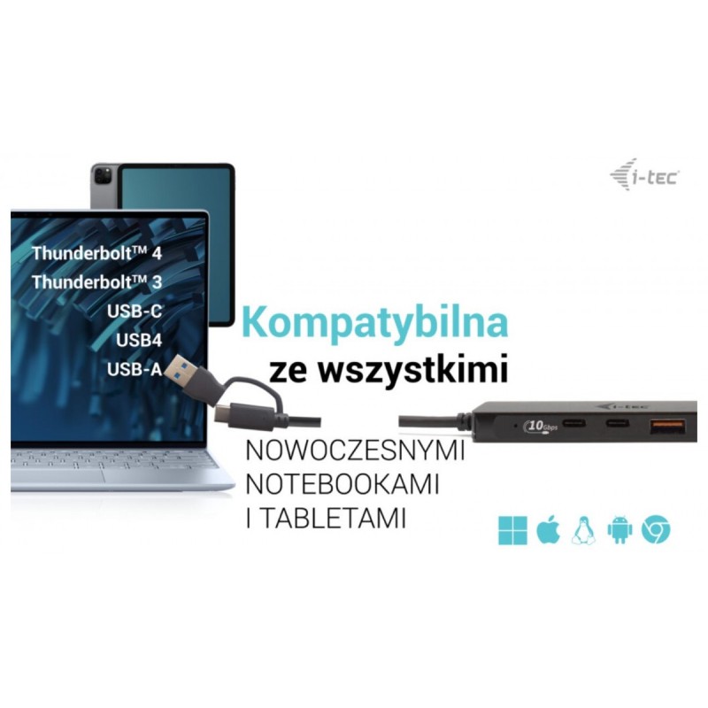Hub USB-A/USB-C Metal 2x USB 3.0 + 2x USB-C (10 Gbps) | PartsPC.pl
