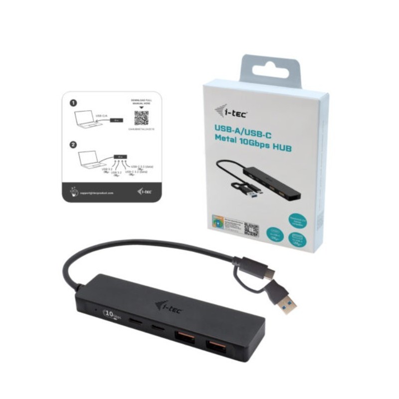 Hub USB-A/USB-C Metal 2x USB 3.0 + 2x USB-C (10 Gbps) | PartsPC.pl