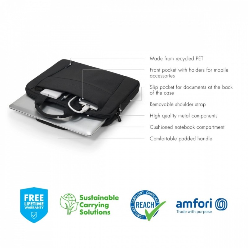 Torba Eco Slim Case BASE 15-15.6 cala czarna | PartsPC.pl
