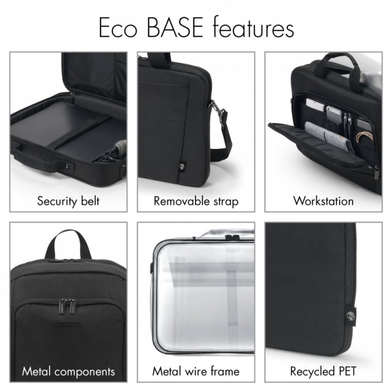 Torba Eco Slim Case BASE 15-15.6 cala czarna | PartsPC.pl