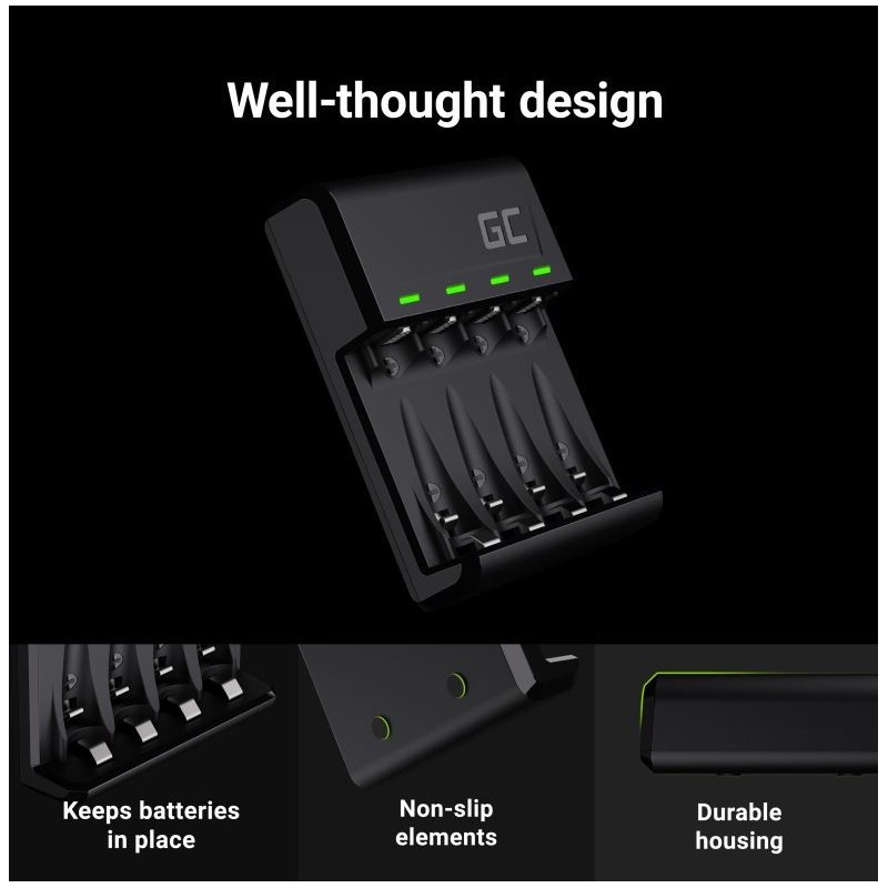 Ładowarka VitalCharger do akumulatorów AA / AAA Ni-MH USB-C | PartsPC.pl