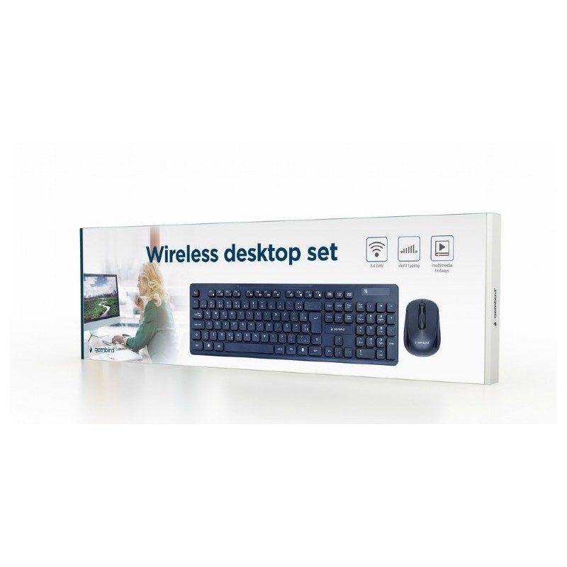 Zestaw klawiatura+mysz czarny/bezprzewodowy US | PartsPC.pl