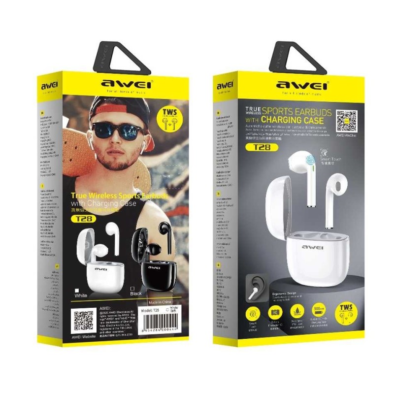 Słuchawki Bluetooth T28 TWS+stacja dokująca Białe | PartsPC.pl