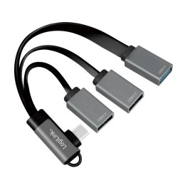 Hub USB 3.2, USB-C/M 90, do 3xUSB-A/F, 0.15m | PartsPC.pl