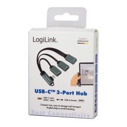 Hub USB 3.2, USB-C/M 90, do 3xUSB-A/F, 0.15m | PartsPC.pl