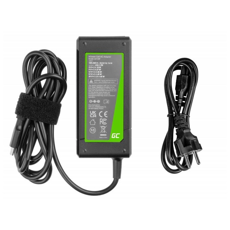 Zasilacz GC USB-C 65W 5V-9V-12V-15V/3A, 20V/3.25A Power Deli… | PartsPC.pl