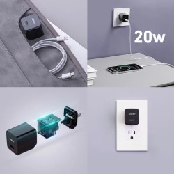 PA-Y20S Black Mini ładowarka sieciowa 1xUSB-C 20W PD Power D… | PartsPC.pl