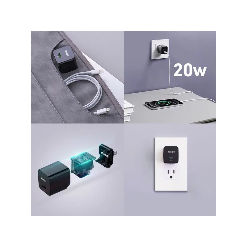 PA-Y20S Black Mini ładowarka sieciowa 1xUSB-C 20W PD Power D… | PartsPC.pl