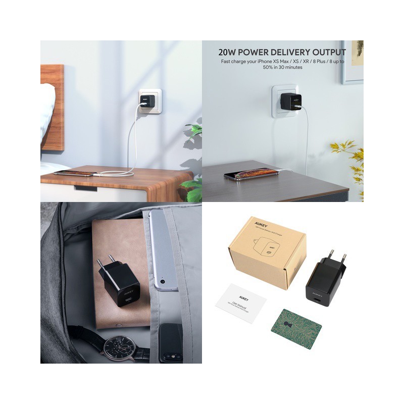 PA-Y20S Black Mini ładowarka sieciowa 1xUSB-C 20W PD Power D… | PartsPC.pl