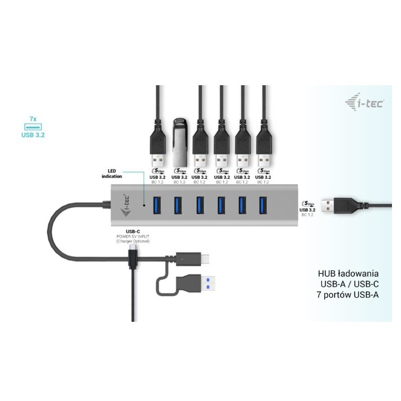 Hub USB-C Charging Metal HUB 7 Port | PartsPC.pl