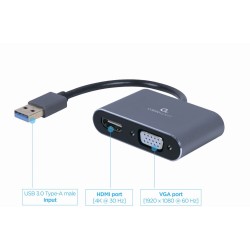 Adapter USB 3.0 to HDMI VGA D-SUB | PartsPC.pl