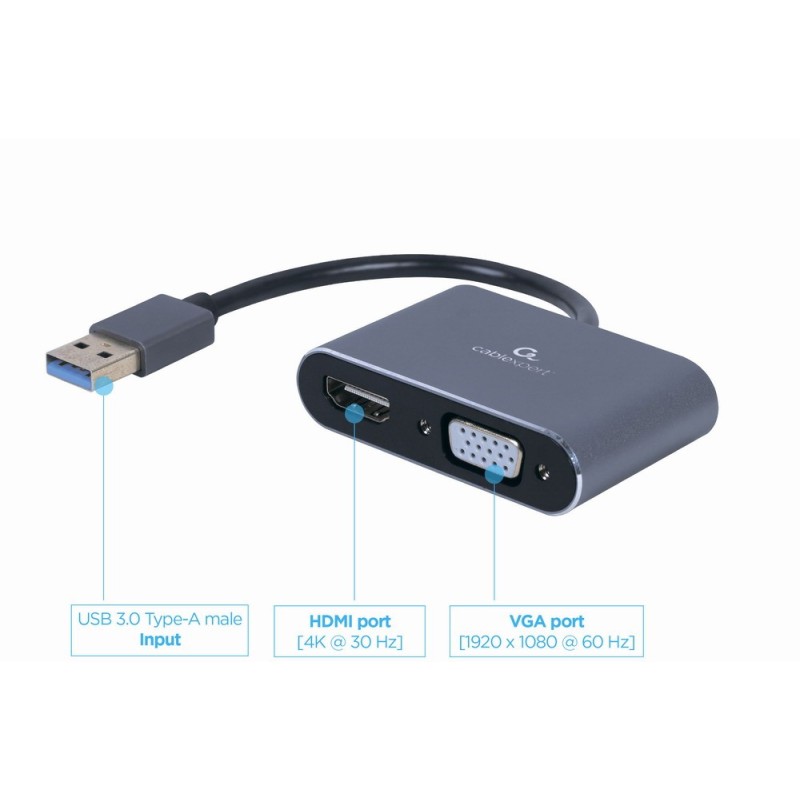 Adapter USB 3.0 to HDMI VGA D-SUB | PartsPC.pl