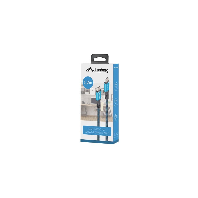 Kabel USB-C M/M USB4 1.2m 100W 8K 60HZ czarno-niebieski | PartsPC.pl