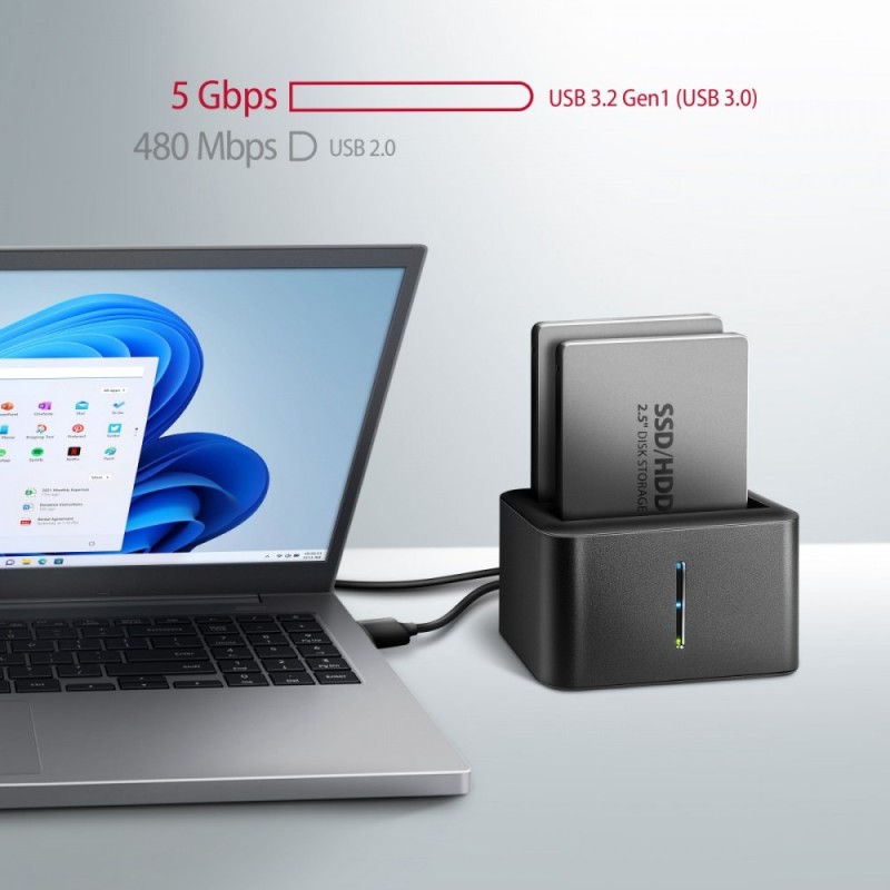 ADSA-D25 MINI stacja dokująca USB 3.2 Gen 1 - 2x SATA 6G 2.5… | PartsPC.pl