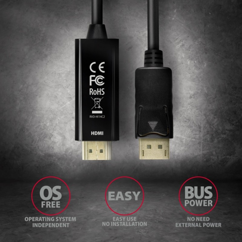 RVD-HI14C2 Adapter aktywny DisplayPort -> HDMI 1.4, 4K/30Hz,… | PartsPC.pl