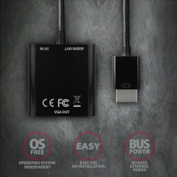 RVH-VGAN Adapter aktywny HDMI -> VGA FullHD, wyjście audio, … | PartsPC.pl
