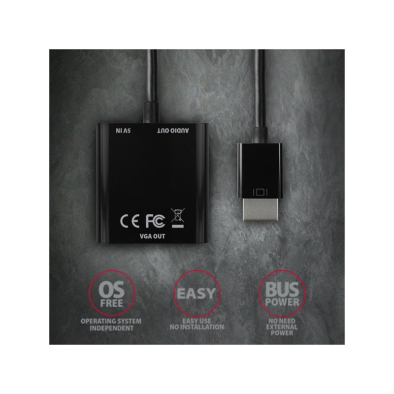 RVH-VGAN Adapter aktywny HDMI -> VGA FullHD, wyjście audio, … | PartsPC.pl