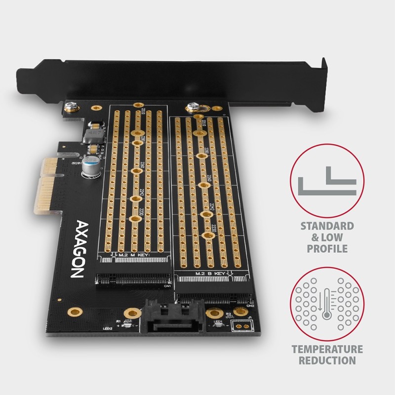 PCEM2-D Adapter wewnętrzny PCIe x4, 1x M.2 NVMe M-key + 1x S… | PartsPC.pl