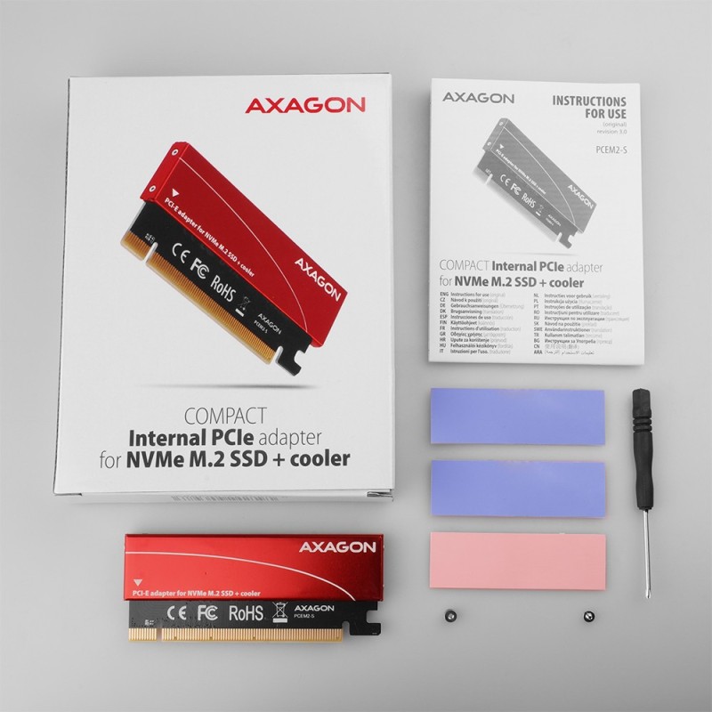PCEM2-S Adapter wewnętrzny PCIe x16, 1x M.2 NVMe M-key slot … | PartsPC.pl