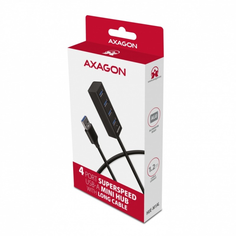 HUE-M1AL Hub 4-portowy Mini metalowy USB 3.2 Gen 1, 1.2m USB… | PartsPC.pl