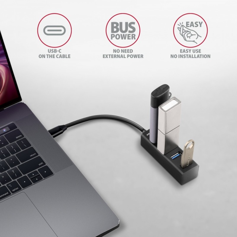 HUE-M1C Hub 4-portowy Mini metalowy USB 3.2 Gen 1, 20cm USB-… | PartsPC.pl