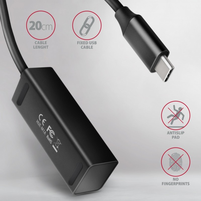 HUE-M1C Hub 4-portowy Mini metalowy USB 3.2 Gen 1, 20cm USB-… | PartsPC.pl