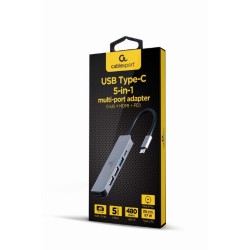 Adapter wieloportowy USB-C 5w1, PD, HDMI, USB 3.1, USB 2.0x2 | PartsPC.pl